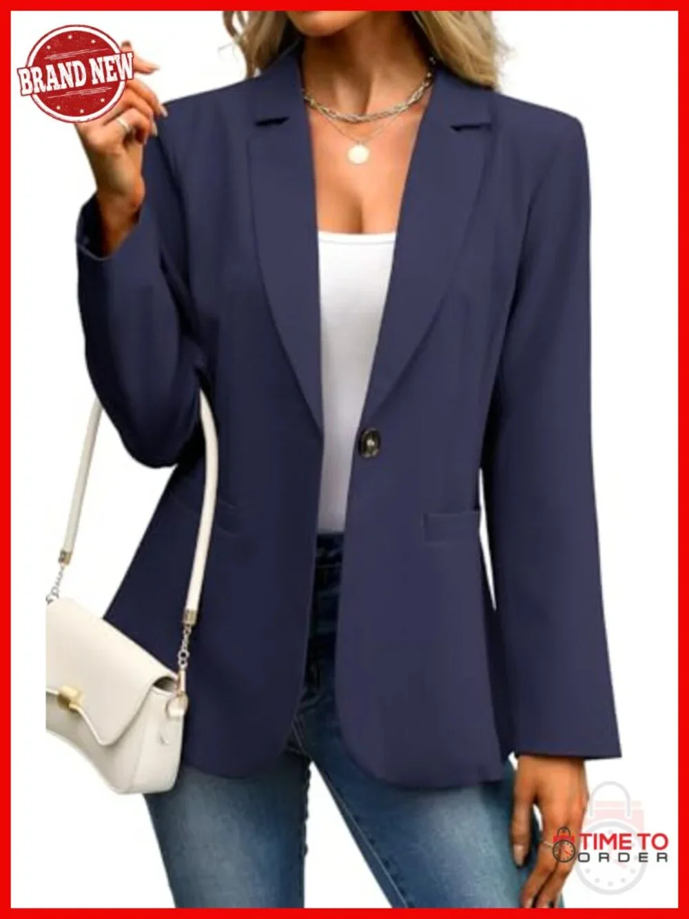 Women's Slim Fit Business Casual Blazer with Pockets Full Lining